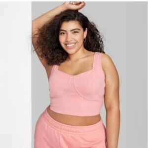 Wild Fable NWT 2X Coral Pink Cotton Bustier Cropped Tiny Tank Top